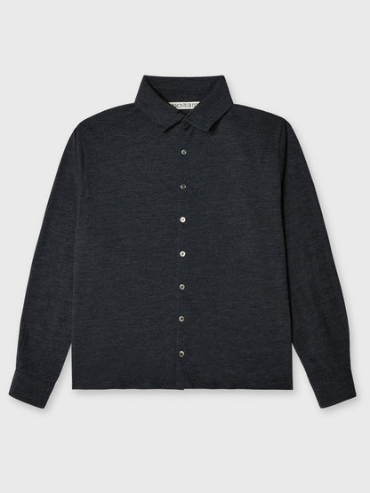 Grey Extrafine Merino Knitted Shirt