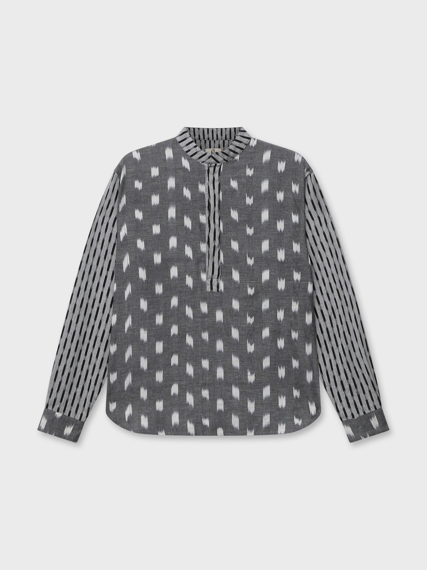 Grey Ikat Cotton Popover Shirt