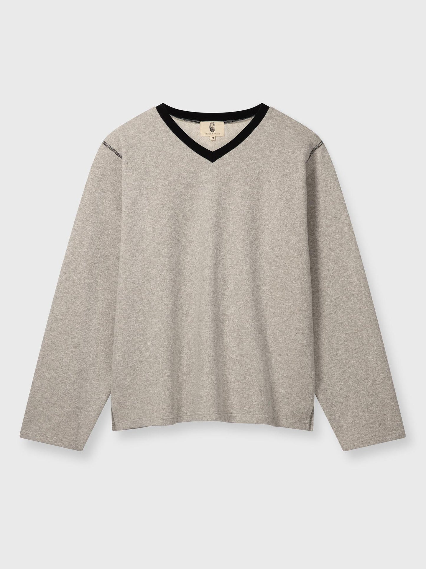 Grey Organic Cotton Boxy V-Neck Sweatshirt