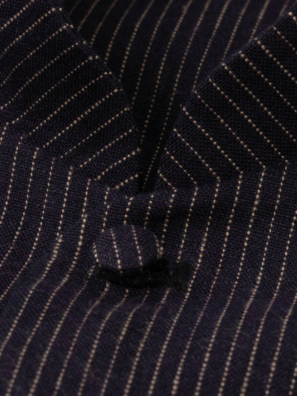 Indigo Pinstriped Linen Nehru Jacket