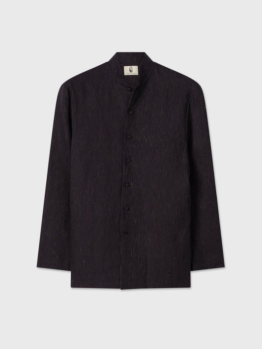 Indigo Pinstriped Linen Nehru Jacket