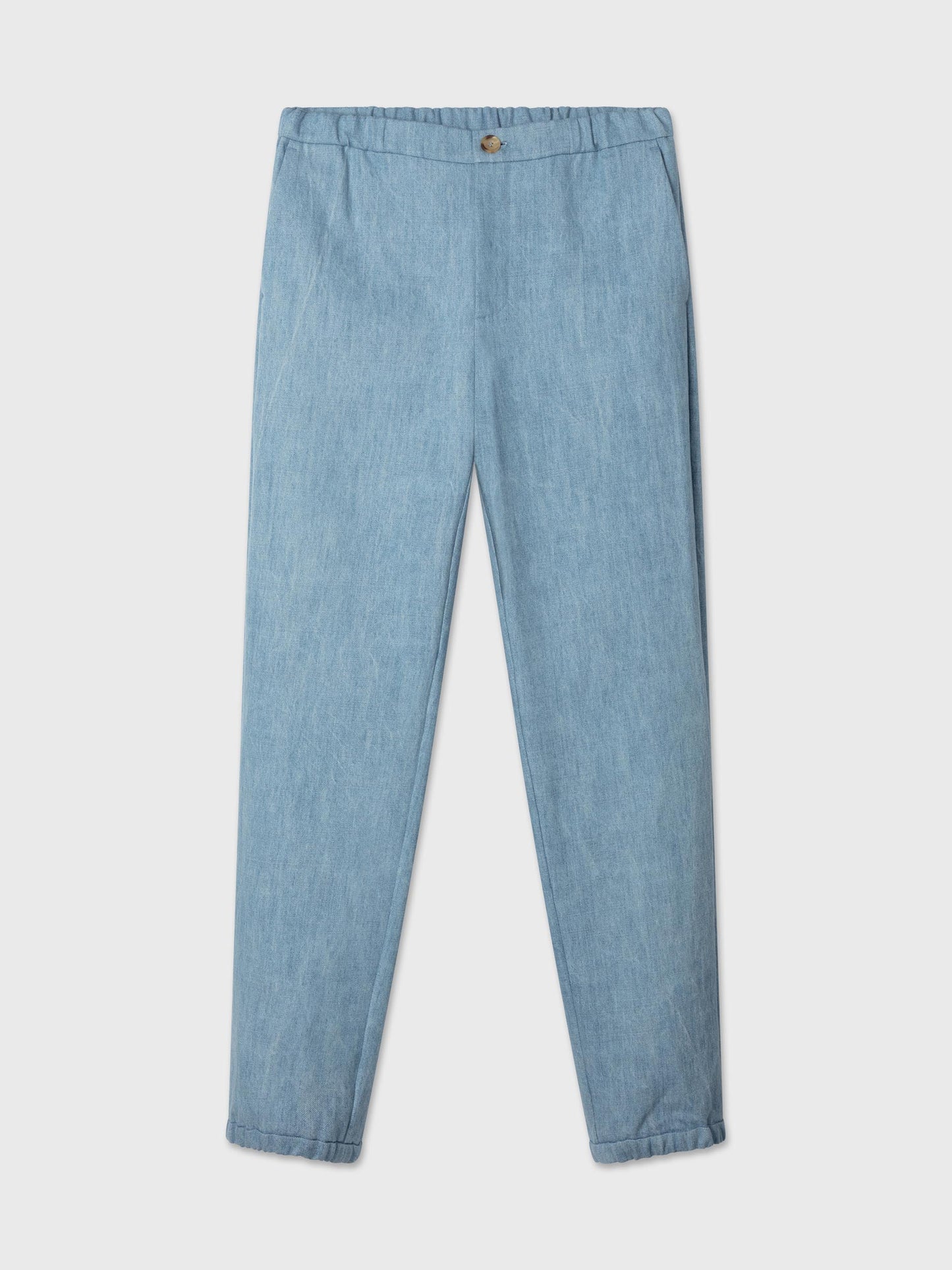 Light Washed Denim Elastic Waist Trousers