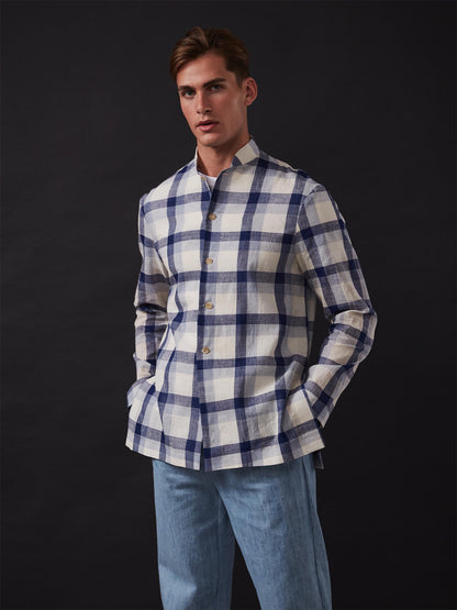 Blue Madras Check Nehru Jacket