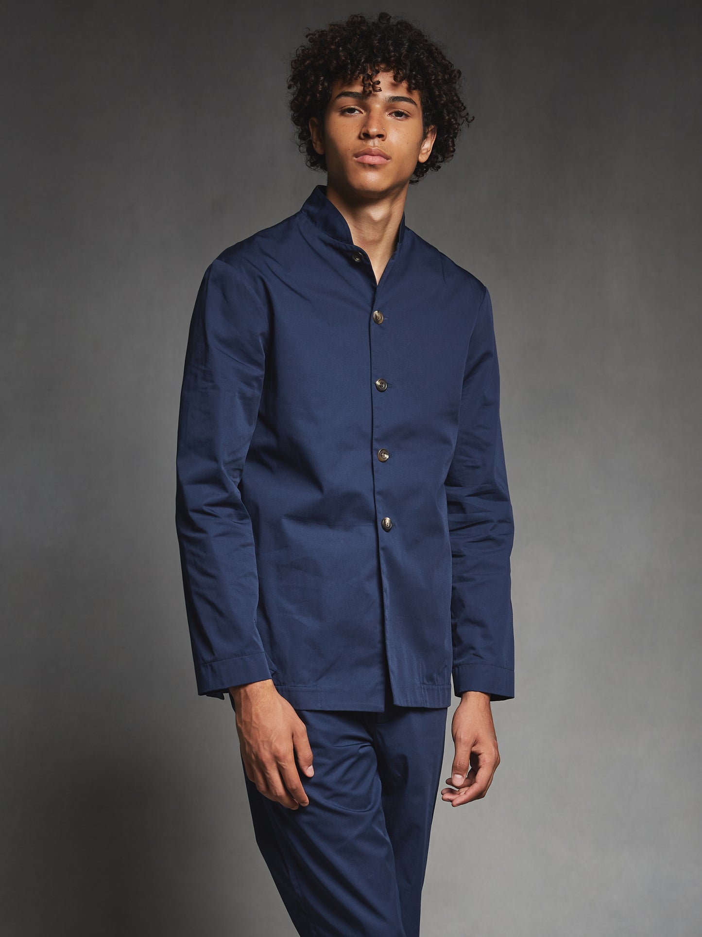 Navy Cotton Nehru Jacket