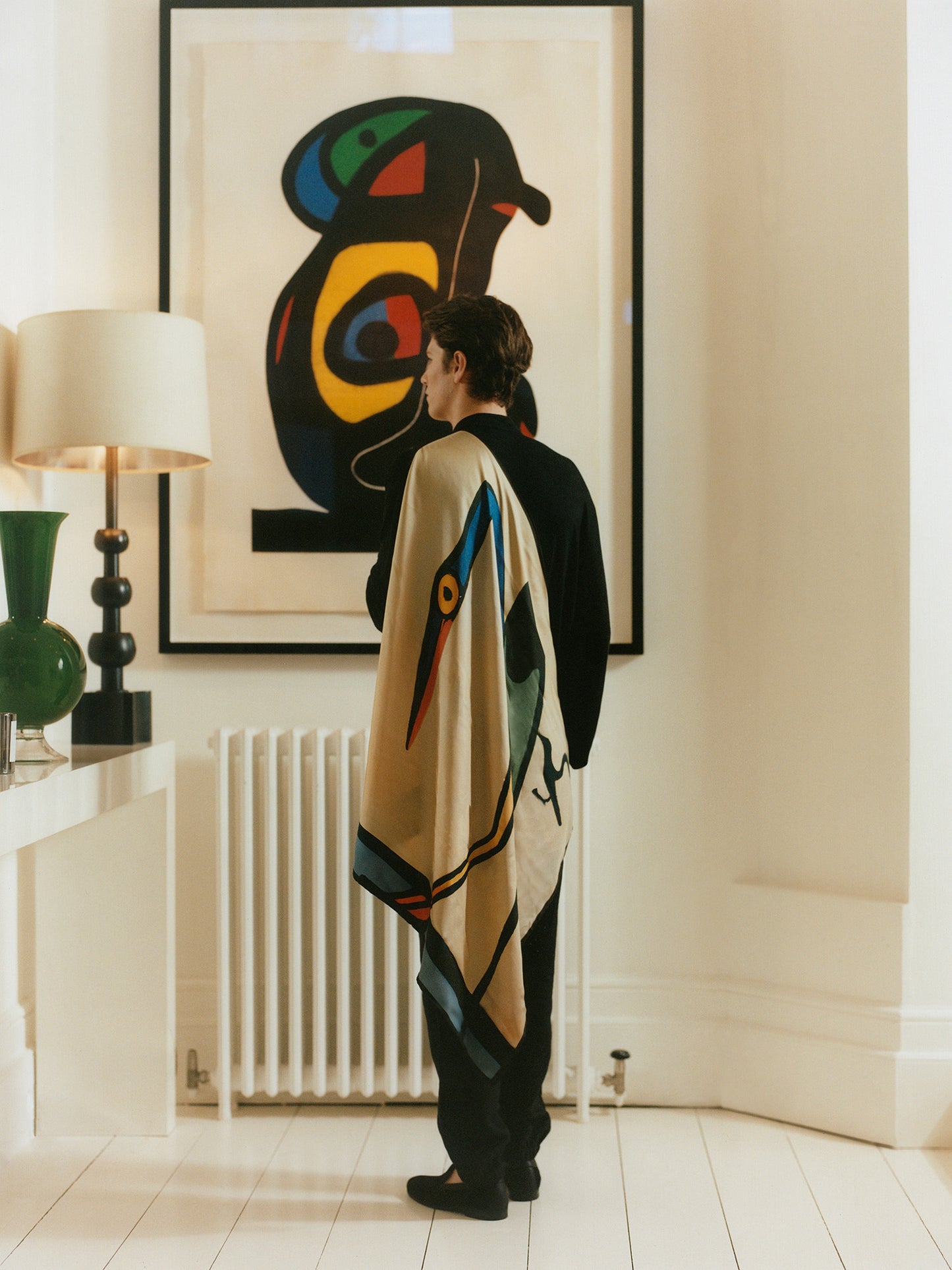 Modernist Heron Silk Scarf