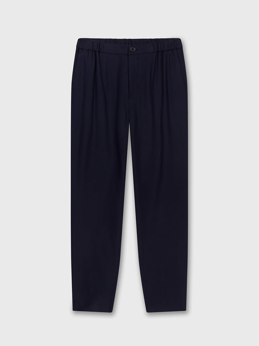 Navy Bamboo Elastic Waist Trousers