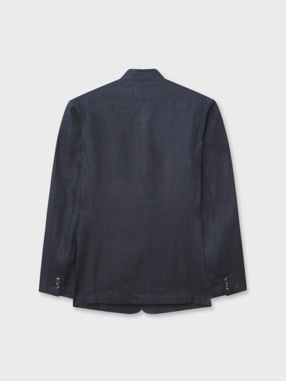 Navy Relaxed Linen Nehru Jacket