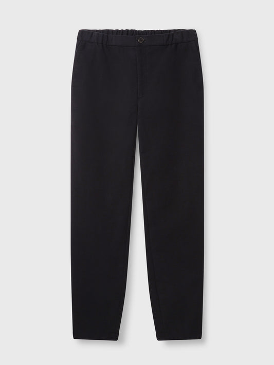 Navy Moleskin Elastic Waist Trousers