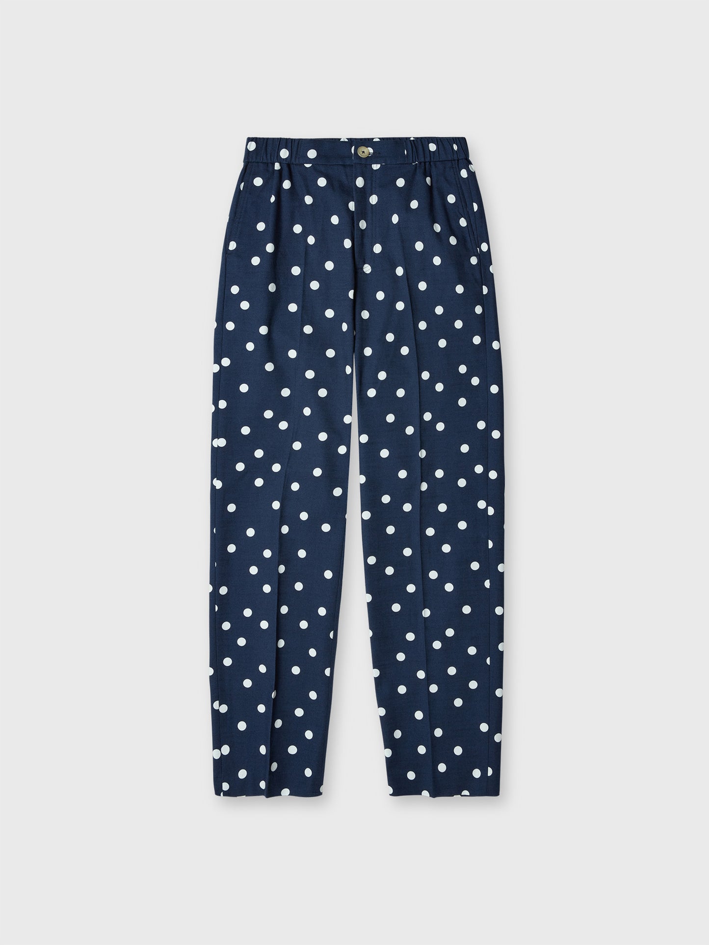 Navy Polka Dot Relaxed Nehru Suit