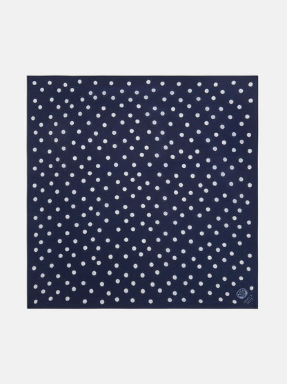 Navy and White Spot Silk Neckerchief