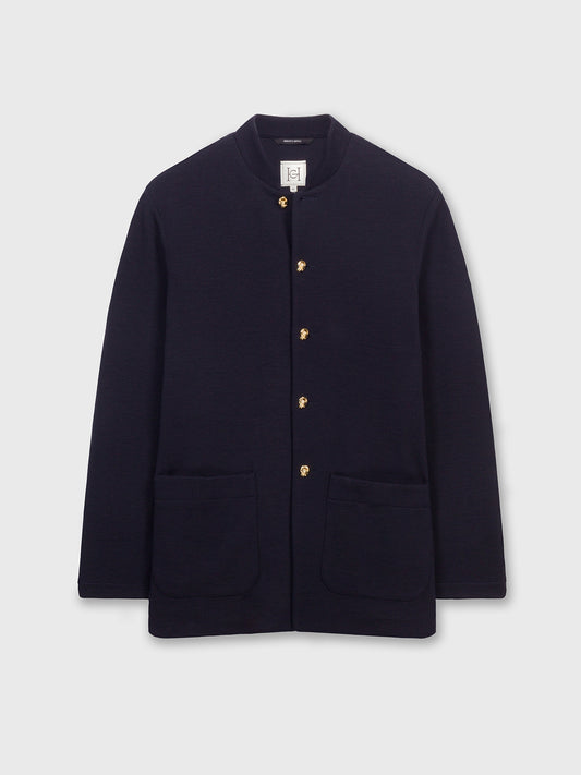 Navy Wool Unstructured Jacket