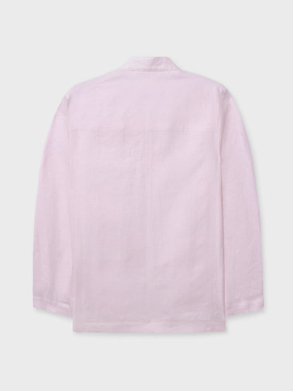 Pink Linen Patch Pocket Overshirt