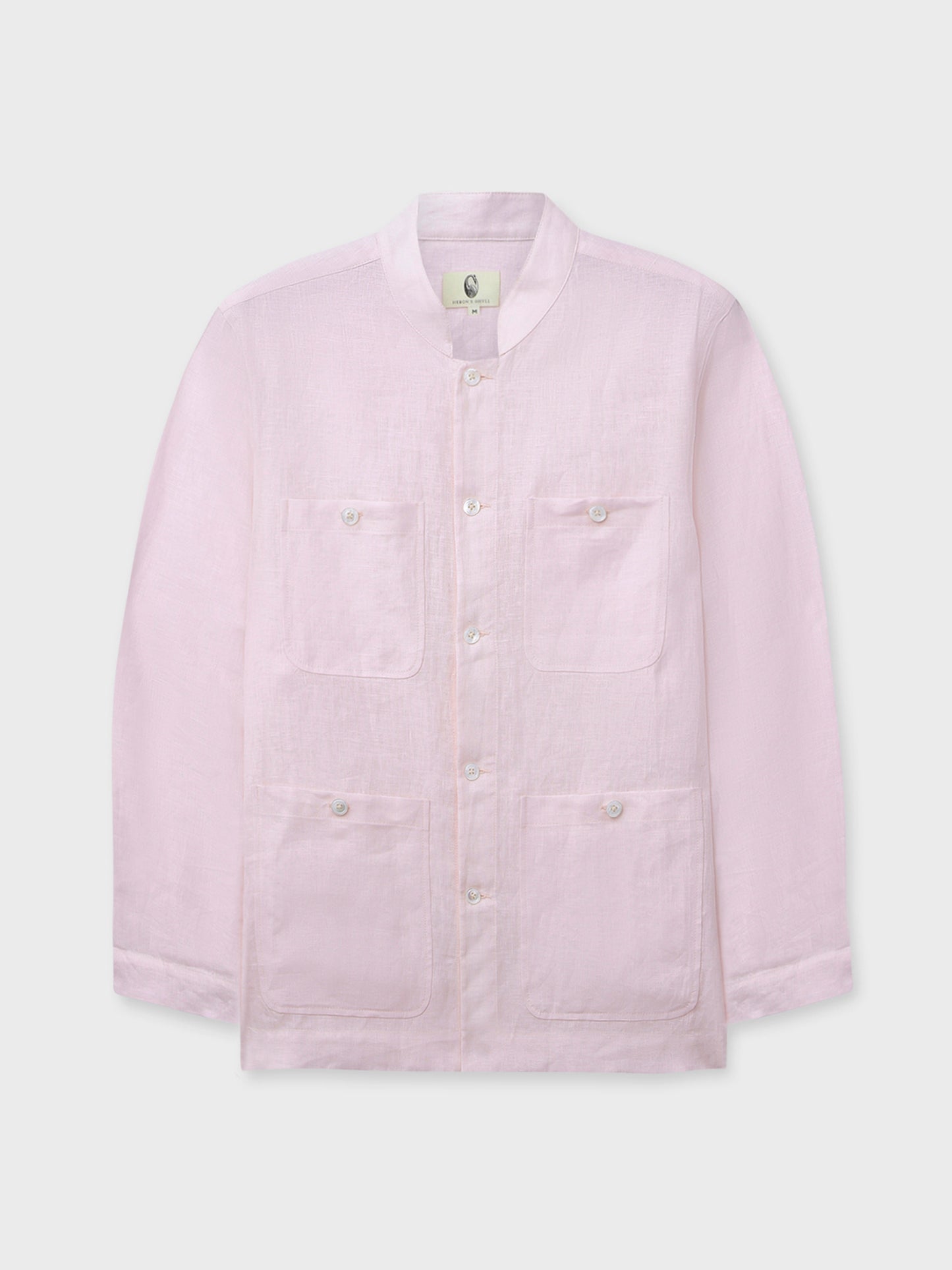 Pink Linen Patch Pocket Overshirt