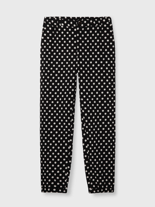 Black Polka Dot Elastic Waist Trousers