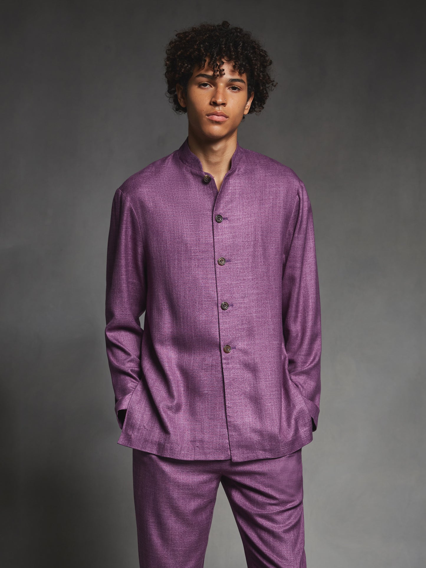 Purple Bamboo Nehru Jacket