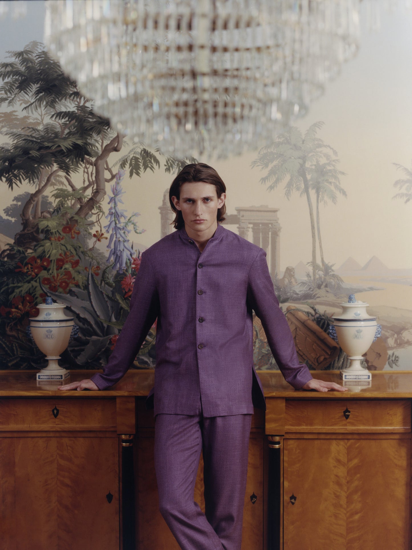 Purple Bamboo Mandarin Suit