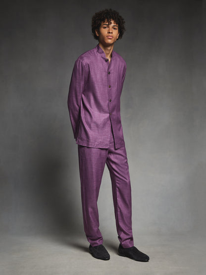 Purple Bamboo Elastic Waist Trousers