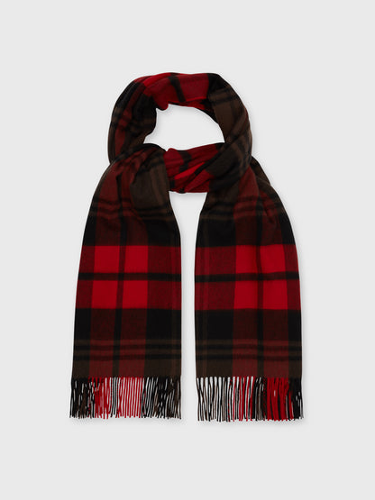 Red and Brown Check Cashmere Scarf