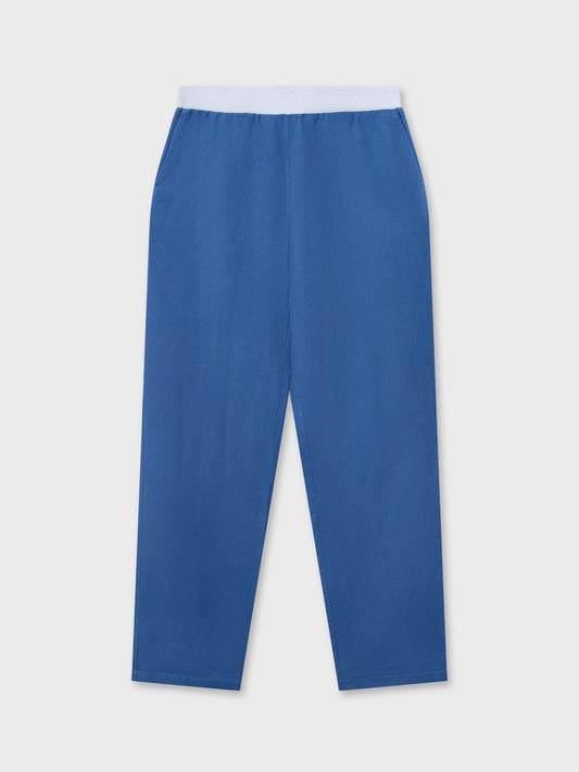 Royal Blue Elastic Waist Linen Trousers