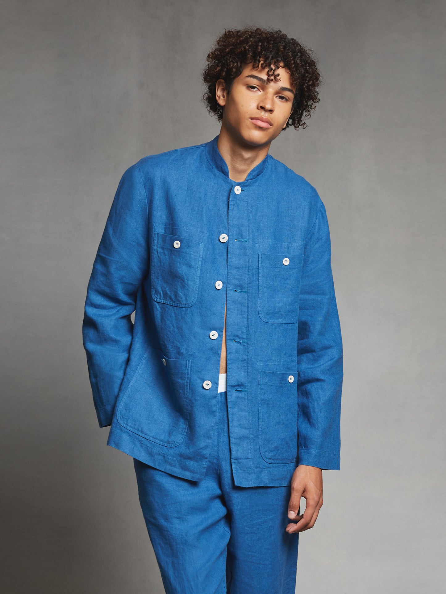 Royal Blue Linen Travel Jacket