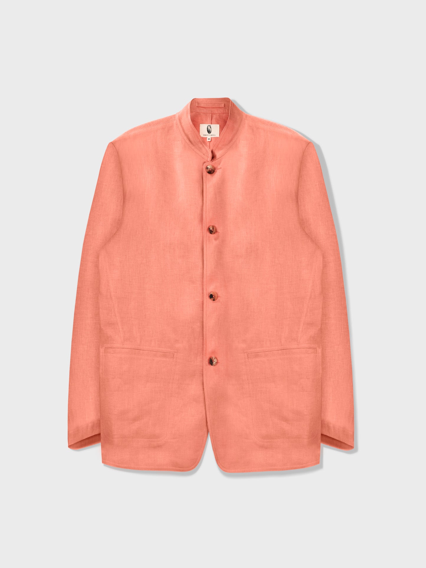 Pink Relaxed Linen Nehru Jacket