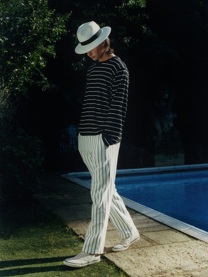 Black and White Striped Long Sleeve T-Shirt