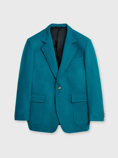 Teal Blue Melton Wool Blazer