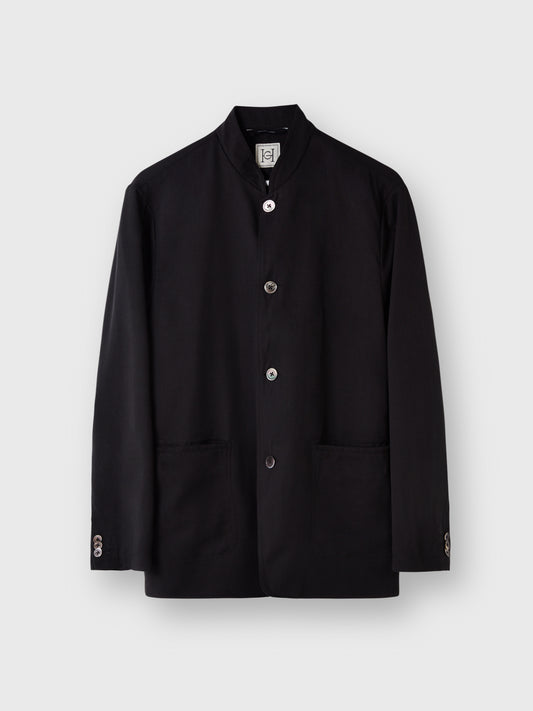 Black Tencel Nehru Jacket