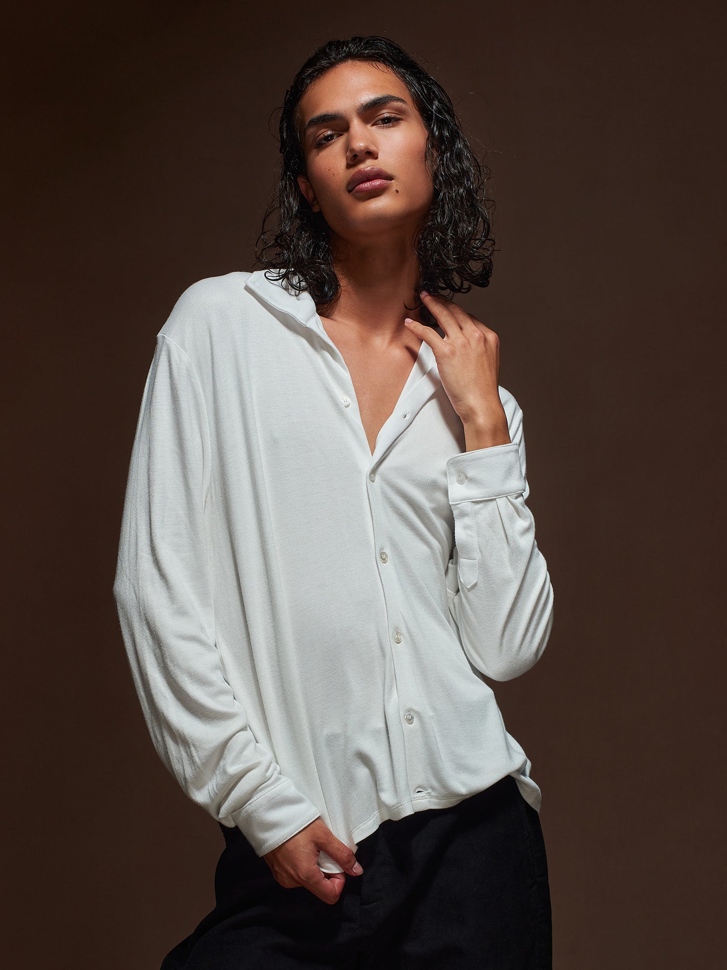 White Bamboo Lounge Shirt