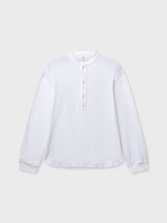 White Cotton Long Sleeve Polo Shirt