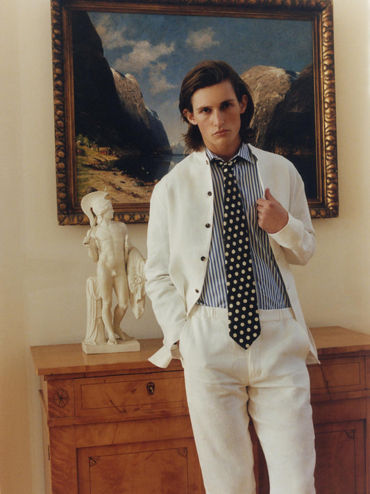 White Linen Mandarin Suit