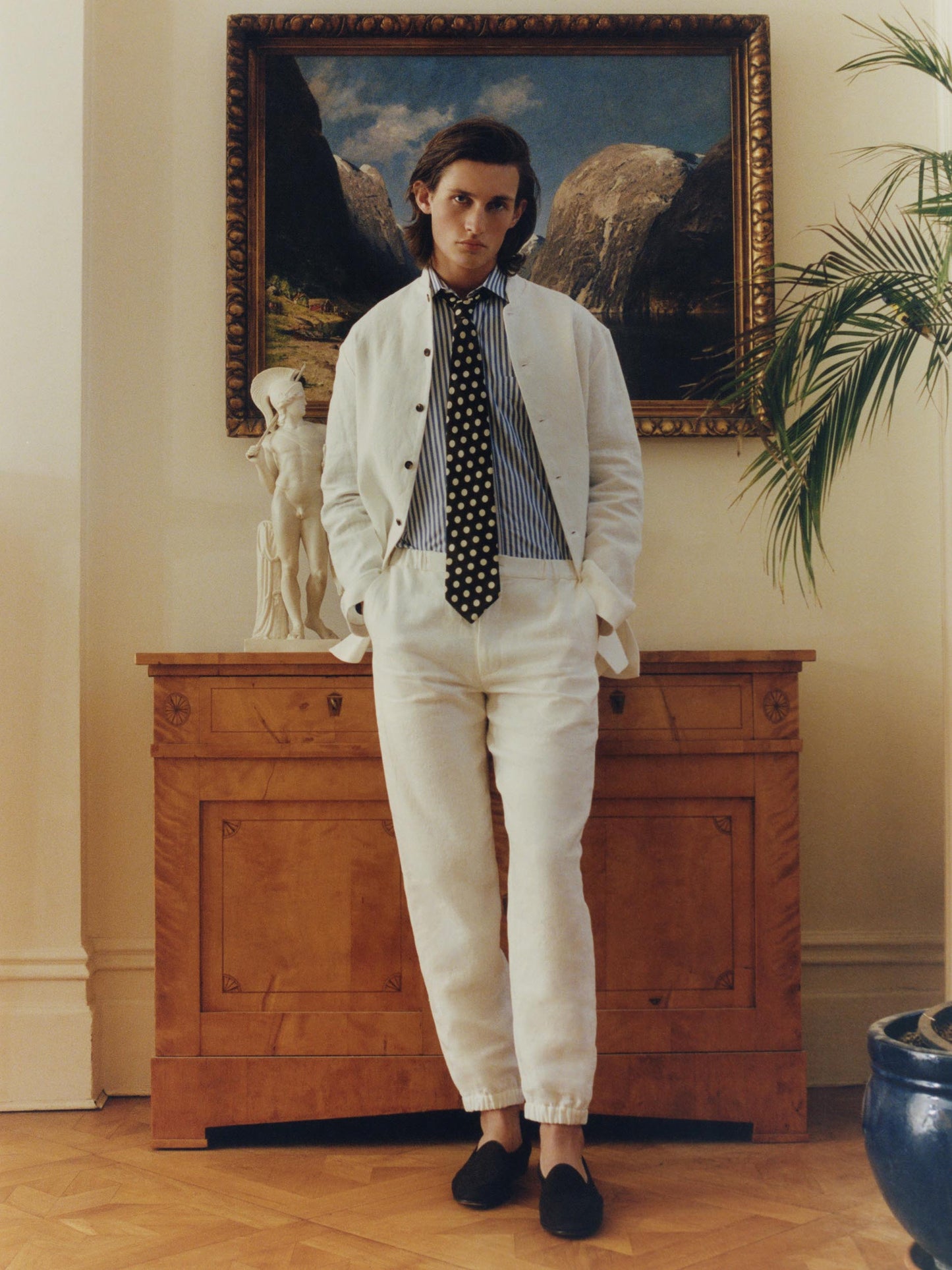 White Linen Mandarin Suit