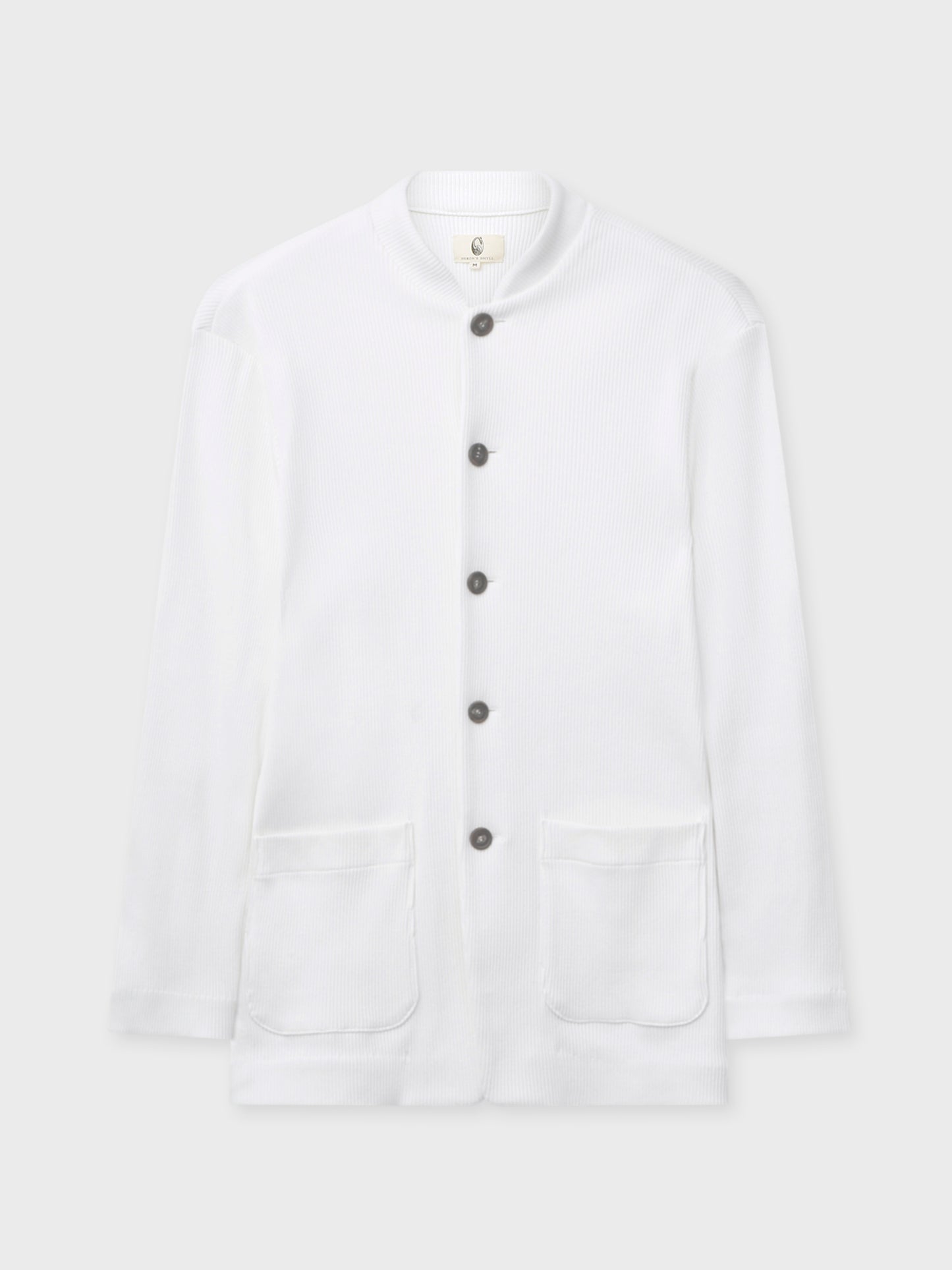 White Ribbed Unstructured Jacket