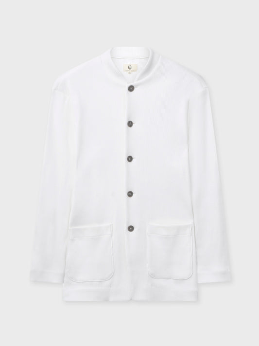 White Ribbed Unstructured Jacket