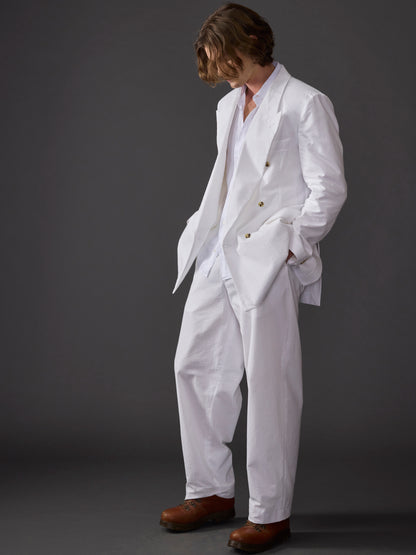 White Seersucker Avalon Double Breasted Suit