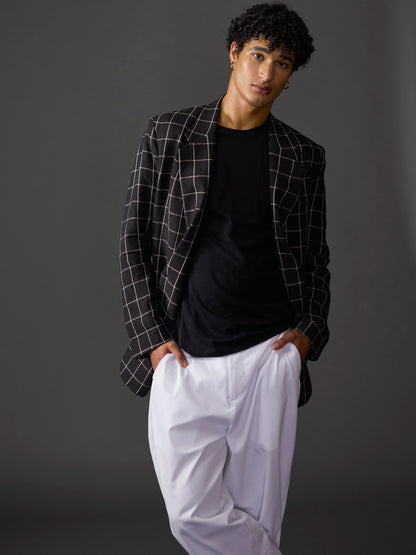 Black Windowpane Avalon Irish Linen Blazer