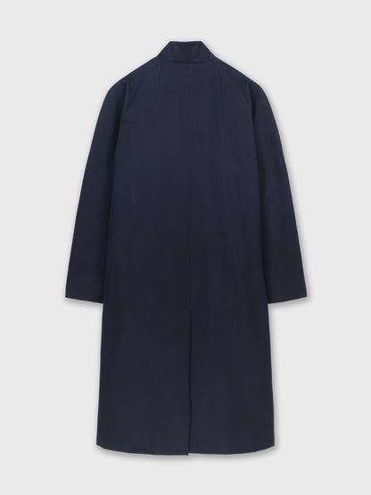 Navy Cotton Twill Extra-Long Raincoat